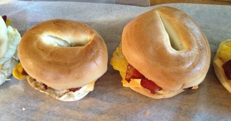 One of my all time favorite breakfast sandwiches is the Bacon, Egg and Cheese Bagel from McDonald's.  I don't get it very often because of t... Mcdonalds Breakfast Sauce Recipe, Bacon Egg And Cheese Bagel, Breakfast Sauce Recipe, Egg Bagel Sandwich, Breakfast Bagel Recipe, Egg And Cheese Bagel, Bacon Egg Salad, Egg Bagel, Egg Sandwich Recipe