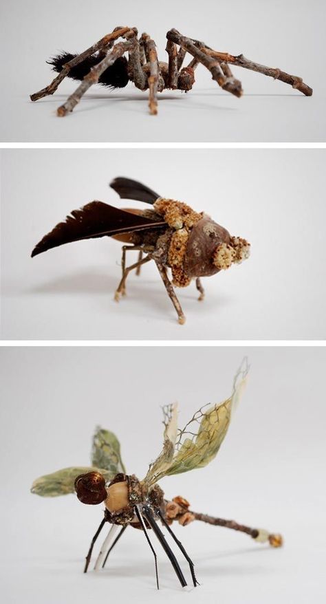 Insect Crafts, Cooper Hewitt, Bug Art, Sculpture Projects, Found Object Art, Leaf Crafts, Beautiful Bugs, 3d Studio, Insect Art