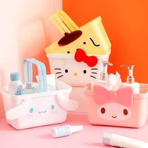 My Melody Shopping, Sanrio Dog, Bedroom Desk Organization, Barang Aesthetic, Wash Basket, Sanrio Items, Sanrio Things, Basket Anime, Cinnamoroll Kuromi