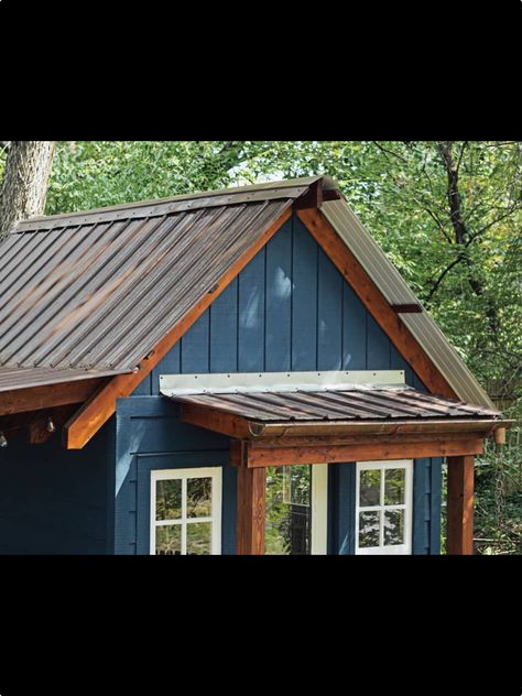 Navy Houses, Blue Shed, Brown Roof, Brown Trim, Blue Bottle, Roof, Shed, Cabin, New Homes