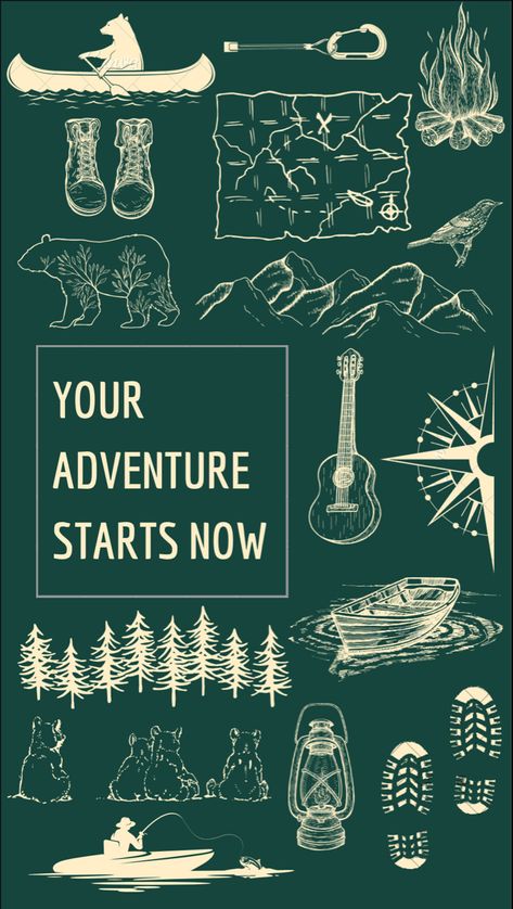 Outdoor Art Prints, Outdoor Company Branding, Camping Design Graphics, Outdoorsy Graphic Design, Outdoors Graphic Design, Camping Illustration Graphics, Hiking Graphic Design, Summer Camp Branding, Camping Graphic Design