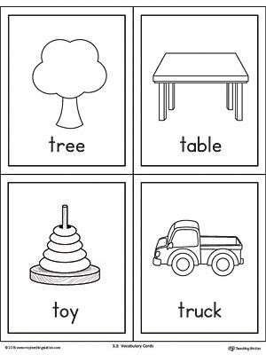 Letter T Words and Pictures Printable Cards: Tree, Table, Toy, Truck Worksheet.The Letter T Words and Pictures Printable Cards can be used for flashcards, various games, and help your student associate unfamiliar words with a picture. Picture cards for the words: tree, table, toy, and truck. Letter T Words, T Words, Sound Pictures, Letter Flashcards, Letter Worksheets For Preschool, Phonics Flashcards, The Letter T, Kindergarten Phonics Worksheets, Word Family Worksheets