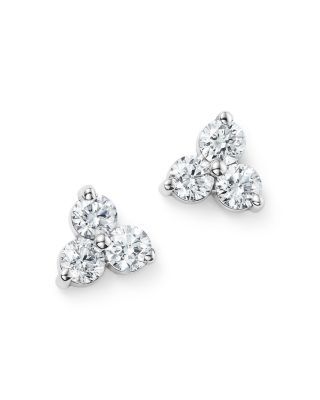 BLOOMINGDALE'S DIAMOND THREE STONE STUD EARRINGS IN 14K WHITE GOLD, .60 CT. T.W. - 100% EXCLUSIVE. #bloomingdales # Three Diamond Stud Earrings, Three Stone Diamond Earrings, Minimalistic Jewellery, Mimi Gifts, Red Earrings Stud, Jewelry Knowledge, Beautiful Baubles, Stone Stud Earrings, Rare Jewelry