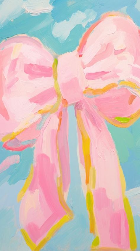 Pink bow ribbon painting art backgrounds. | premium image by rawpixel.com Ribbon Painting, Bow Painting, Painting Abstract Acrylic, Cartoon Flowers, Paint Acrylic, Bow Ribbon, Blue Bow, Painting Abstract, Abstract Acrylic