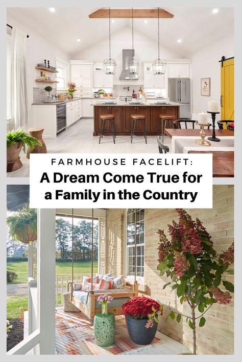 Farmhouse Facelift Hgtv, Colonial House Remodel, Farmhouse Facelift, No Closet Space, House Facelift, Flip House, Cottage Decorating, Small Space Kitchen, Plans Modern