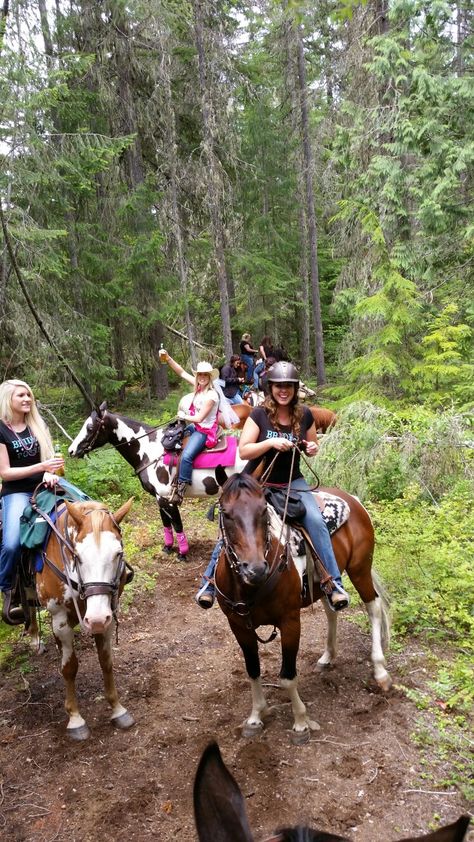 Horse Riding Bachelorette Party, Bachelorette Horseback Riding, Horseback Riding Bachelorette Party, Hen Games, Camp Bach, Hangout Ideas, Weekend Ideas, Trail Ride, Bachelorette Party Planning