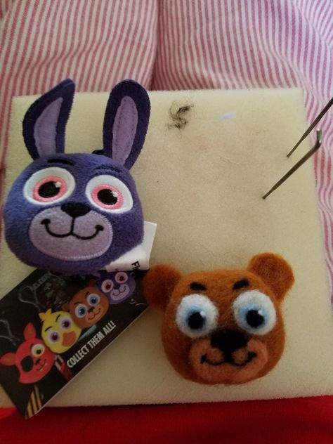 I just felted my first thing ever, and I gave a shot at making Freddy Fazbear in the style of these cute plush keychains. I am so happy how he turned out! I'm working on his top hat now. :3 -Danica, 7/11/17  #fnaf #felting #videogames Fnaf Felt Plush, Undertale Plush, Plushie Ideas, Plush Keychains, Felt Plushie, Bear Felt, Fnaf Freddy, Handmade Plushies, Freddy Fazbear