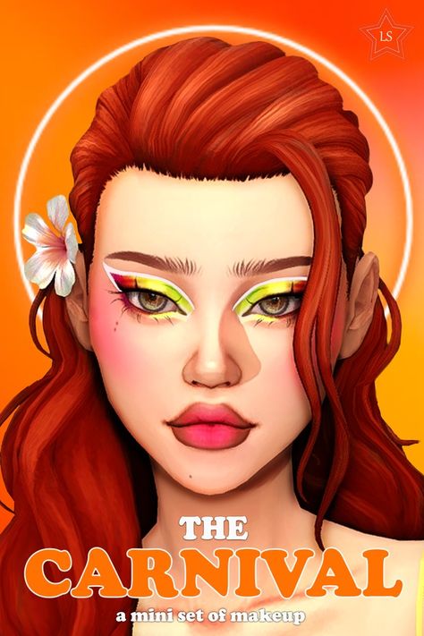 the carnival - a mini set of makeup | Patreon Sims 4 Mm Makeup, Maxis Match Makeup, Lady Simmer, Sims 4 Makeup, Pop Lipstick, Happy July, The Carnival, Makeup Set, Sims 4 Cc