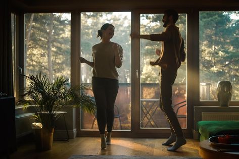 Couple Dancing In Living Room, Couple Dancing At Home, Dancing In Living Room, Dancing In The Living Room, Couples Vision Board, Couples Living Room, Couples Music, Romantic Dance, Interesting Photography