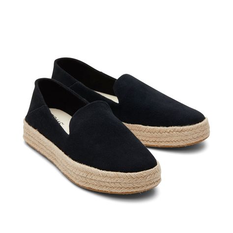 Suede upper. TOMS leather products support responsible manufacturing via the Leather Working Group. Removable OrthoLite® EcoLT-Hybrid™ insole for enhanced comfort and breathability made with 26% eco content including 15% hybrid materials, 6% bio-oil and 5% recycled rubber. Rope-wrapped flatform midsole with DTM top stitch. Canvas footbed. Outsole height is approximately 1 1/4". TOMS is a proud member of the Fair Labor Association—working with suppliers that conduct their businesses ethically, engage with workers, ensure safe working conditions, and establish human rights compliance and social responsibility. When you buy TOMS, you help fund access to mental health resources for the millions of people who need them. WEAR TOMS. WEAR GOOD. Stitch Canvas, New Closet, Women's Espadrilles, Rope Wrapped, Mental Health Resources, Leather Products, Recycled Rubber, Pink Suede, Human Rights