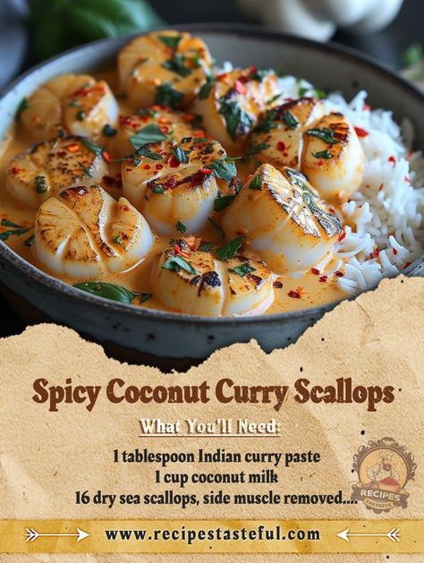 Easy Recipes - ### Spicy Coconut Curry Scallops

####... Spicy Scallop Recipes, Spicy Coconut Curry Scallops, Curry Scallops, Spicy Coconut Curry, Scallop Recipe, Recipes Spicy, Coconut Milk Recipes, Sea Scallops, Scallop Recipes