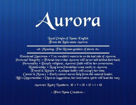 Aurora Meaning, Aurora Name, Cool Unique Names, Name Boards, Baby Names And Meanings, Disney Sleeping Beauty, People Names, Name Meaning, Unique Names