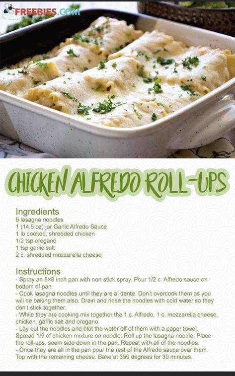 One Person Dinner, Easy Chicken Lasagna Recipe, Chicken Alfredo Roll Ups, Alfredo Roll Ups, Chicken Lasagna Recipe, Chicken Alfredo Lasagna, Alfredo Lasagna, Lasagna Roll, Chicken Lasagna