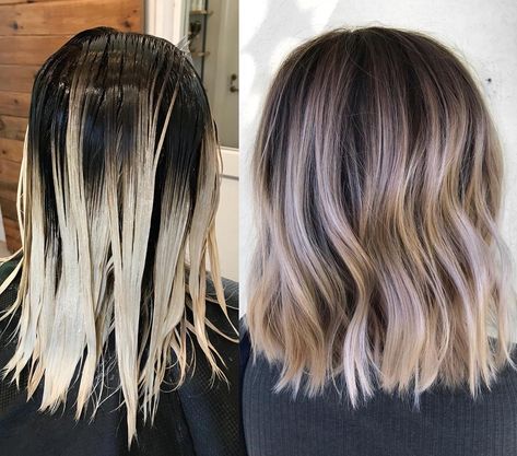 Short Blonde Root Melt, Hair Dark Roots Light Ends, Dark Roots Light Ends, Light Brown With Blonde Highlights, Highlights Short Hair, Hair Lights, Baylage Hair, Best Ombre Hair, Brunette Ombre