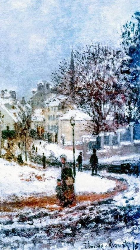 Winter Impressionist Paintings, Pictures Of Snow, Artist Monet, Monet Claude, Claude Monet Paintings, Claude Monet Art, Snow Pictures, Monet Art, Monet Paintings