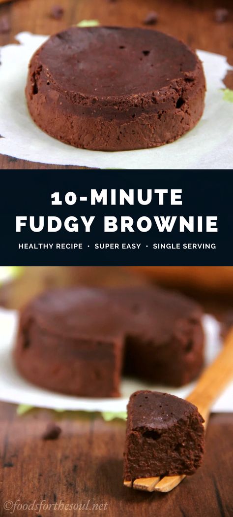 Healthy Single Serving Fudgy Brownie — a quick & easy recipe for one extra fudgy brownie. Just 6 ingredients & ready to eat in under 10 minutes! Unbelievably chocolaty, deliciously rich & almost like eating pure fudge. It’s perfect for chocolate lovers! This brownie is low calorie, clean eating, super moist & made with no eggs. It tastes AMAZING!! ♡ healthy brownie in a mug low calorie. healthy brownie recipe clean eating. single serve brownie recipe. Dessert For One Healthy, Quick And Easy Low Calorie Desserts, Healthy Fudge Brownies, Diet Sweets, Low Calorie Brownies, Single Serve Brownie, Healthy Brownie, Black Color Hairstyles, Cocoa Powder Recipes