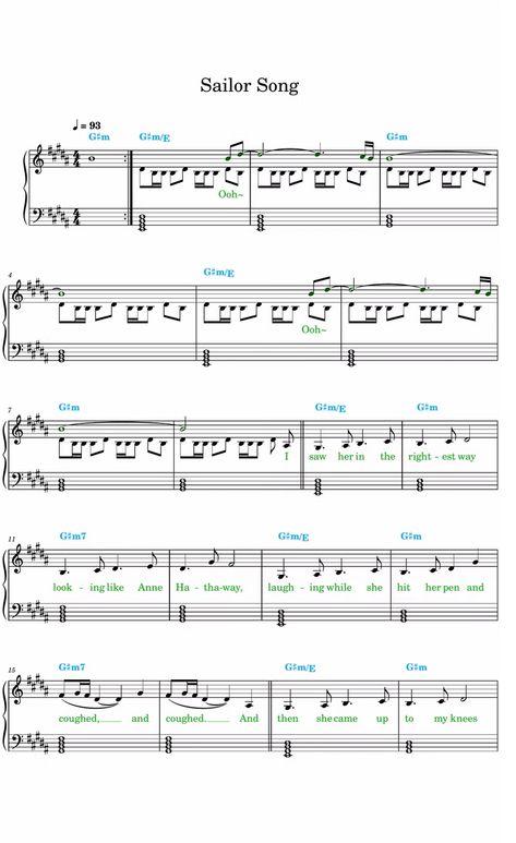 악보 楽譜 乐谱 Partition Partitura Spartito Ноты Klaviernoten Notenblätter पत्रक संगीत نوتة موسيقية Sailor Song Piano Letters, Sailor Song Guitar Chords, Max Martin, Piano Sheet Music Pdf, Song With Lyrics, Guitar Notes, Lyrics And Chords, Piano Songs, Rock Songs