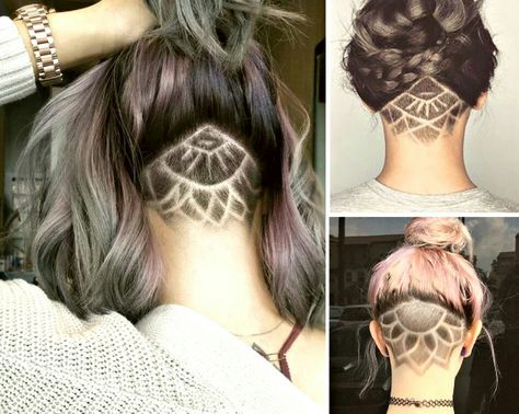 Mandala undercuts. Longbob Hair, Trendy We Fryzurach, Undercut Designs, Hair Tattoos, Fresh Hair, Undercut Hairstyles, Hair Color Dark, Shaved Hair, Hair Envy