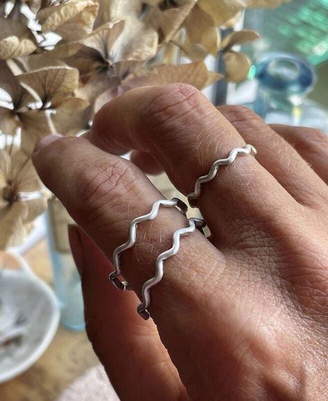 Zig Zag Shaped Stacking Ring Sterling Silver Made To Order The Drop, Stacking Ring, Ring Sterling Silver, Ring Handmade, Stacking Rings, Silver Wire, Zig Zag, Handmade Ring, Sterling Silver Rings