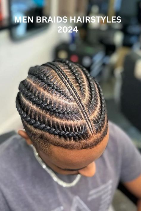 Braids Hairstyles On Men, Braid Hair For Men, Men Cornrows Design Short, Guys Braids Hairstyles, Four Cornrows Men, Male Braiding Hairstyles, Cool Men’s Braids, Cornrow Ideas For Men Short Hair, Quick Braids For Men