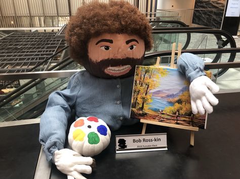 Bob Ross Pumpkin Bob Ross Pumpkin Painting, Funny No Carve Pumpkin Ideas, Best Decorated Pumpkins, Bob Ross Pumpkin, Healthcare Pumpkin, Funny Pumpkin Decorating Ideas, No Carve Pumpkin Decorating Contest Winners, Winning Pumpkin Contest Ideas, Pumpkin Painting Contest Ideas