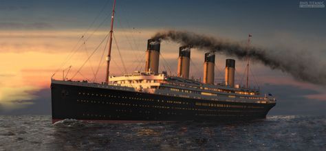 RMS Titanic - Sunset, Vasilije Ristovic on ArtStation at https://www.artstation.com/artwork/D5kZ3A Titanic Movie Scenes, Titanic Art, Titanic History, Titanic Ship, Titanic Movie, Rms Titanic, Movie Scenes, Titanic, Glasgow