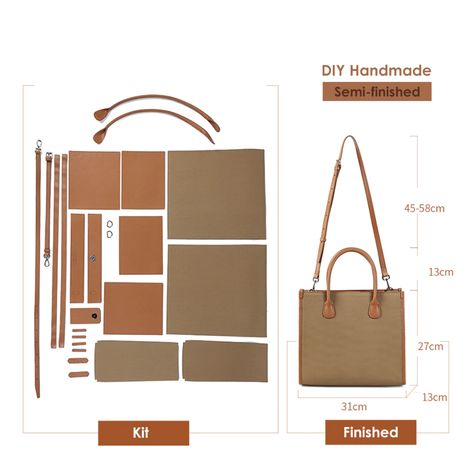 Diy Totes, Diy Bag Kit, Diy Handmade Bags, Leather Handbag Patterns, Leather Bag Tutorial, Leather Kits, Diy Tote, Leather Bag Pattern, Diy Leather Bag