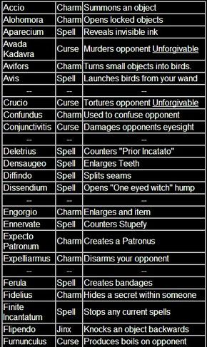 List of Harry Potter spells and their classifications. Love how some of these are from the Harry Potter computer games. #ilovethesepeople Harry Potter Spells List, Harry Potter Spell Book, Glume Harry Potter, Harry Potter Spells, Buku Harry Potter, Theme Harry Potter, Cărți Harry Potter, Window Ideas, Harry Potter Love