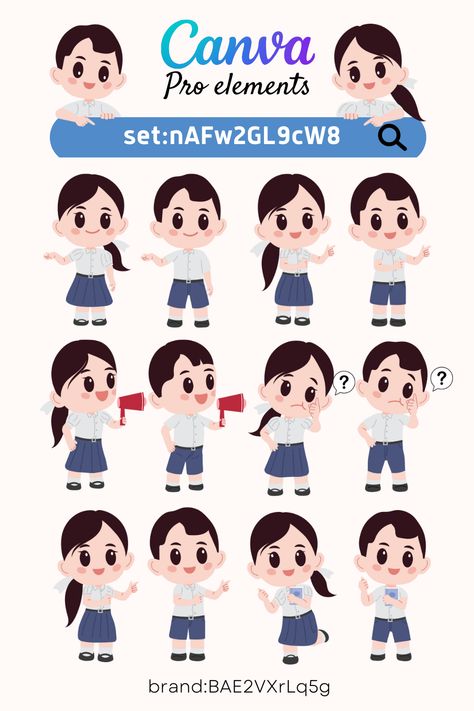 High School Thai Kids Elements/ set:nAFw2GL9c Cartoon Study, Canva Hack, Education Cartoon, Children's Book Layout, Student Cartoon, Keyword Elements Canva, Canva Elements Keyword, Busy Books, Canvas Learning