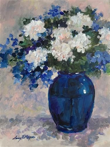 Blue And White Paintings, Famous Artists Paintings, Blue Flower Painting, Piskel Art, Landscape Painting Tutorial, Flower Painting Canvas, Impressionism Painting, Impressionism Art, Art Painting Acrylic