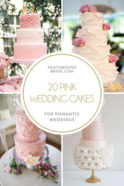 20 Pink Wedding Cakes | SouthBound Bride Beautiful Pink Cake, Pink And White Cake Designs, Light Pink Wedding Cake, Pale Pink Wedding Cake, Cake Designs Elegant, Pink Wedding Cake Ideas, White And Pink Wedding Cake, Pink And White Wedding Cake, Wedding Cakes Pink