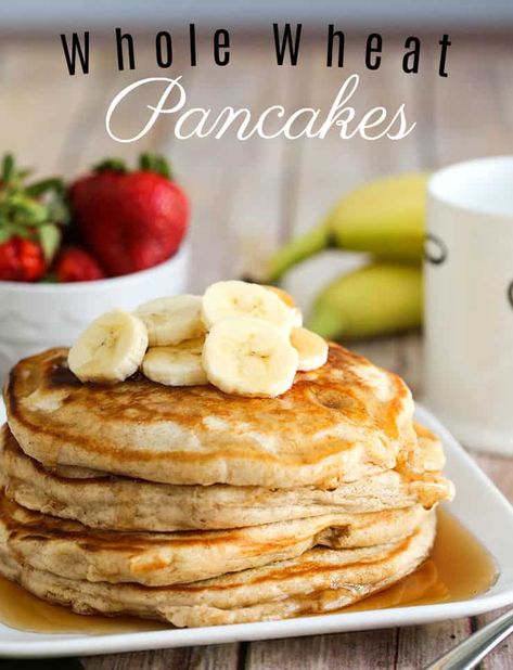 Wheat Pancakes Easy, Whole Wheat Flour Pancakes, Whole Wheat Oatmeal Pancakes, Wheat Flour Pancakes, Oatmeal Desserts, Whole Wheat Buttermilk Pancakes, Pancakes Whole Wheat, Whole Wheat Pastry Flour, Wheat Pancake Recipe