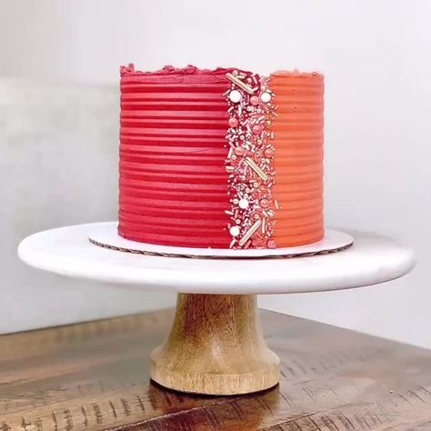 Two Tone Cake, Coral Cake, Frosting Ideas, Tiered Cake Design, Celebrate Birthday, Beautiful Cake Designs, Decorating Videos, Order Cake, Valentines Day Cakes