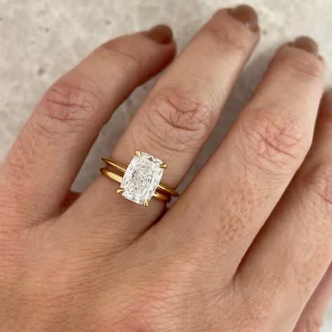 SASHA Elongated Cushion cut Hidden Halo style 2.60ct Centre Diamond 18k Recycled Gold Made to order Ring 6-8 weeks to craft Handmade in London Ships worldwide 💕 Wedding Bands ordered separately #elongatedcushioncut #elongatedcushion #cushioncut #cushioncutengagementring #engaged #diamondring #engagementring #uniquering #hiddenhaloring Gold Hidden Halo Engagement Ring, Elongated Cushion Cut, Hidden Halo Engagement Ring, Ring Inspo, Elongated Cushion, Cushion Cut Engagement Ring, Halo Style, Vs Diamond, Cushion Cut Diamonds