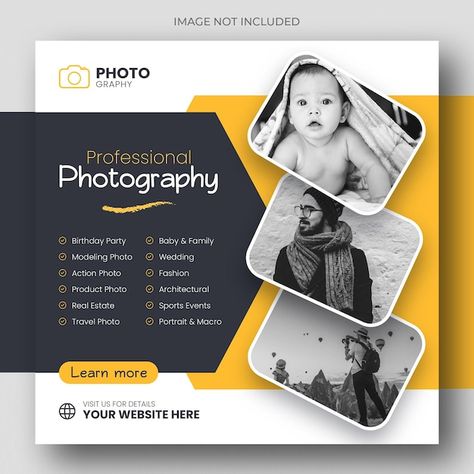 4 Image Layout, Poster Flyer Design, Photography Services Poster, Photography Advertising Poster, Photo Studio Banner Design, Creative Banner Design Ideas, Photography Banner Design, Studio Banner Design, Services Social Media Post