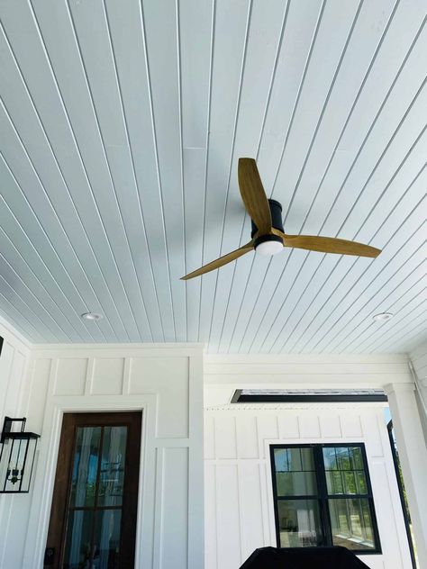 Favorite Haint Blue Ceiling Porch Color - My Modern White Farmhouse Coastal Porch Ceiling Ideas, Ceiling Blue Paint, Sky Blue Porch Ceiling, Painting Vinyl Porch Ceiling, Haint Blue Porch Ceiling Southern Style, Light Blue Porch Ceiling, Haint Blue Porch Ceiling Behr, Porch Ceilings Wood, Blue Shiplap Ceiling