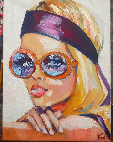 12”x16” original acrylic painting on canvas. One of a kind. 1 inch thick. Barbie Acrylic Painting, Acrylic Painting Pop Art, Water Coloring Art, 60s Painting, Vogue Painting, Variety In Art, Collage Acrylic Painting, Fairy Garden Drawing, Barbie Painting