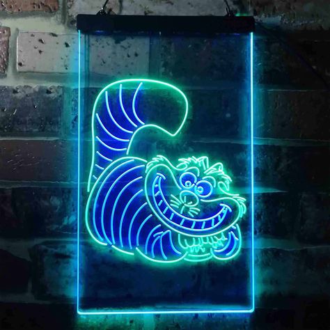 Neon Silhouette, Game Room Accessories, Cat Alice In Wonderland, Alice In Wonderland Room, Home Bar Man Cave, Cheshire Cat Alice In Wonderland, The Cheshire Cat, Future Room, Engraved Sign