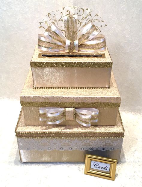 Shop my sale: 10% off. #etsy #allthebestcardboxes #wedding #gold #weddingvenue #weddingphotographer #weddingdj Quinceñera Ideas, Gold Card Box Wedding, Gold Card Box, Sweet 16 Candelabra, Custom Card Box, Champagne Gift, Mini Crown, Wedding Card Box, Quinceanera Themes