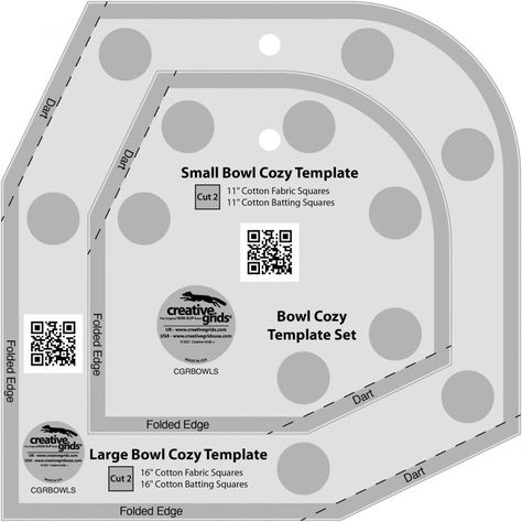 Creative Grid Bowl Cozy Template Set CGRBOWLS - Etsy Canada Bowl Cozy Template, Bowl Cozies, Ruler Set, Quilt In A Day, Bowl Cozy, Microwave Bowls, Quilting Templates, Quilting Rulers, Shabby Fabrics