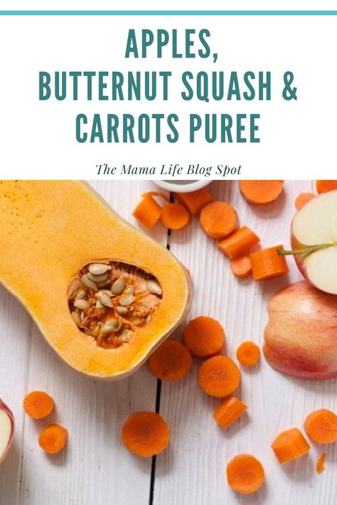 Butternut Squash For Baby, Squash Baby Food Recipe, Carrot Baby Puree, Squash Ideas, Butternut Squash Baby Food, Butternut Squash Cooking, Apple Baby Food, Baby Preparation, Baby Food Combinations