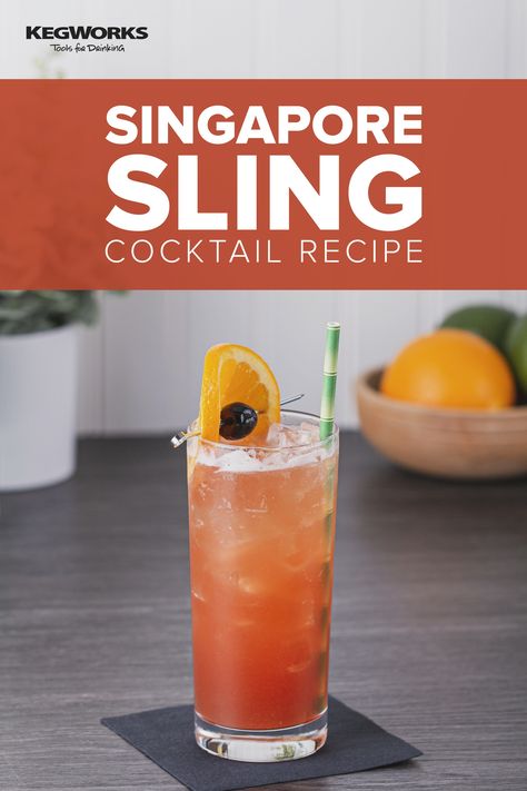 How does a cocktail that is made with gin become a classic Tiki drink? It’s all part of the amazing history of the Singapore Sling. Gin Tiki Cocktail, Singapore Sling Recipe, Thai Cocktails, Chinese Cocktails, Cocktail Recipes Pitcher, Tiki Drinks Cocktails, Singapore Sling Cocktail, Guinness Cocktail, Mocktail Bar