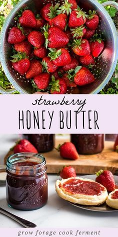 Strawberry Honey Butter, Desserts Aesthetic, Jam Strawberry, Flavored Butter Recipes, Strawberry Honey, Butter Recipes Homemade, Homemade Preserves, Butter Homemade, Home Canning Recipes