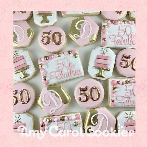 50 And Fabulous Cookies 50th Birthday, 50th Cookie Ideas, Fifty And Fabulous Cookies, Cookies For 50th Birthday Party, 50 Cookies Birthday, 50 Birthday Cookies Women, 50 And Fabulous Cookies, Fifty And Fabulous Party Ideas, 50th Birthday Cookies For Woman