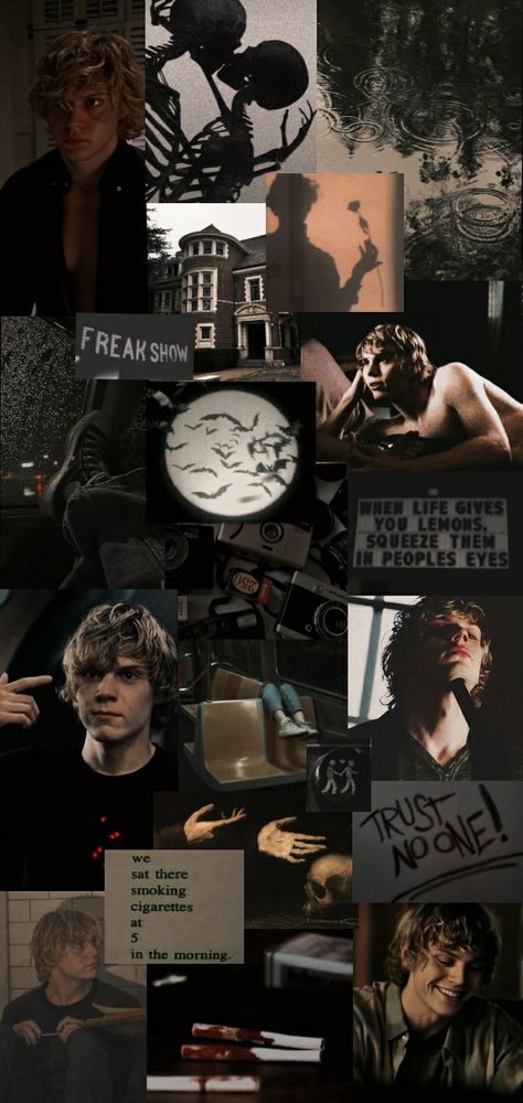 #tatelangdon #americanhorrorstory #ahs #aesthetic #kylespencer #psychopath #smoking #wallpaper #lockscreen Tate Langdon Wallpapers Iphone, Ahs Phone Wallpaper, Evan Peters Collage Wallpaper, Even Peters Wallpapers, American Horror Story Aesthetic Wallpaper, Tate Langdon Lockscreen, Tate Ahs Wallpaper, Tate Langdon Collage, Evan Peters American Horror Story Wallpaper