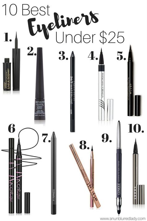 best eyeliners under $25 Drugstore Eyeliner, Fierce Makeup, 3d Makeup, Makeup Favs, Eyeliner Shapes, Diy Eye Cream, Best Natural Makeup, Perfect Eyeliner, Best Eyeliner