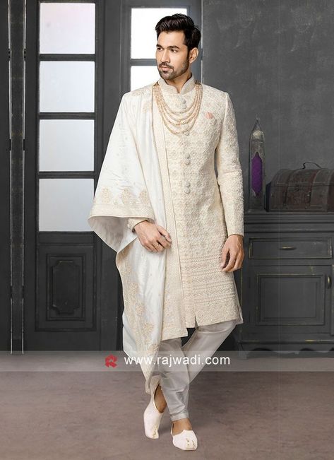 Thread Work Sherwani For Groom... in 2022 | Sherwani groom, Sherwani, Sherwani for men wedding Sherwani For Short Height Men, Pelli Sarees, Groom Indian Wedding Outfits, Sherwani Design, Sherwani For Groom, Groom Sherwani, Sherwani For Men Wedding, Stylish Men Wear, Sherwani Groom