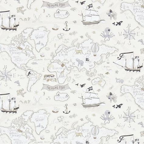 Multicolour 214040 Wildlife Wallpaper, Cartography Map, Ocean Home Decor, Continents And Oceans, The Continents, Pirate Ships, Neutral Wallpaper, Treasure Map, Whimsical Home