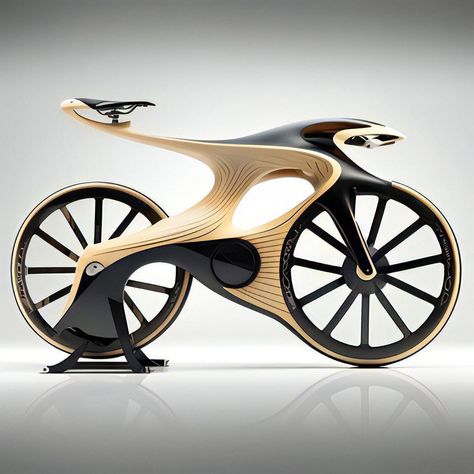 Futuristic Bike Design, Futuristic Bikes Concept Art, Futuristic Bicycle Design, Wooden Bicycle, Wood Bike, Triathlon Bike, Black Cat Art, Cool Bicycles, Bike Run