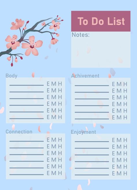 Printable CBT worksheet, Behavioural activation, BACES, To do list, Aesthetic sakura design, pretty CBT Behavioural Activation, To Do List Aesthetic, Aesthetic Sakura, List Aesthetic, Sakura Design, Cbt Worksheets, To Do List, Map, Design